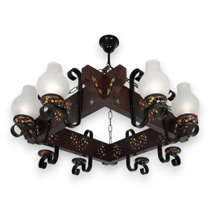 Candelabru fabricat manual din lemn pictat Queen 8L 231670 universul-luminii.ro