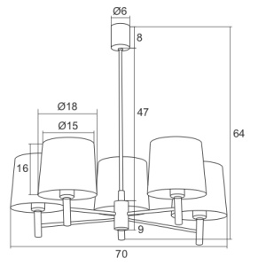 Candelabru modern design elegant BOLZANO 5L albastru 103200 universul-luminii.ro