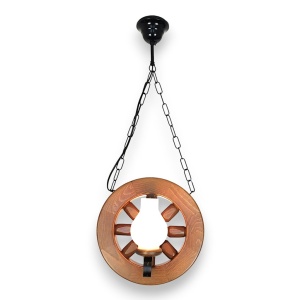 Candelabru rustic fabricat manual din lemn diam.30cm, 2 brate Roata WOOD-RO-SP2D30 577600 universul-luminii.ro