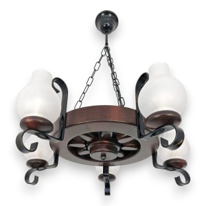 Candelabru rustic fabricat manual din lemn diam.30cm, 5 brate Roata WOOD-RO-SP5D30 577630 universul-luminii.ro