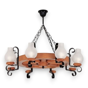 Candelabru rustic fabricat manual din lemn diam.50cm, 8 brate Roata WOOD-RO-SP8D50 178050 universul-luminii.ro