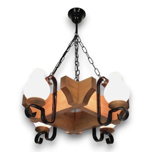 Candelabru rustic fabricat manual din lemn dim.50x50cm, 4 brate Queen WOOD-QU-SP4 177890 universul-luminii.ro