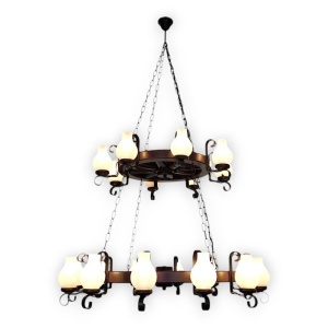Candelabru rustic fabricat manual din lemn Roata 20L 231690 universul-luminii.ro