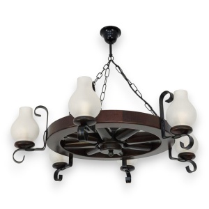Candelabru rustic fabricat manual din lemn Roata 6L - Img 18