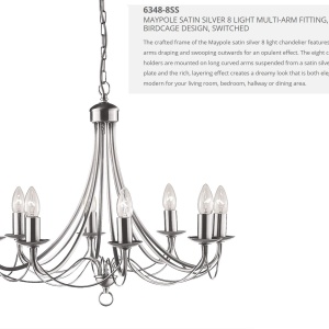 Candelabru traditional stil clasic Maypole argintiu 8L 6348-8SS SRT - Img 4