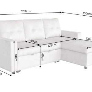Coltar extensibil, catifea champagne beige, APARTMENT 205cm - Img 7