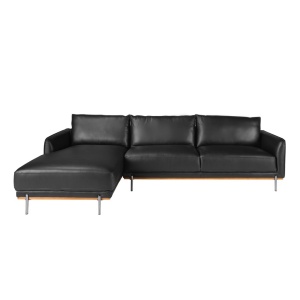 Coltar LUX 5 locuri design italian cu sezlong stanga Cowhide black - Img 4