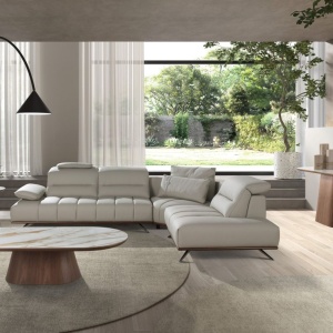 Coltar LUX design italian cu sezlong dreapta Cowhide gri deschis - Img 7