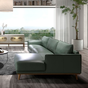 Coltar LUX design italian cu sezlong dreapta Cowhide verde - Img 7