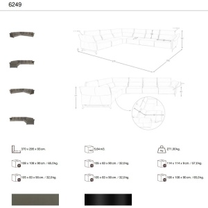 Coltar LUX design italian modular cu functia relax Cowhide gri inchis - Img 5