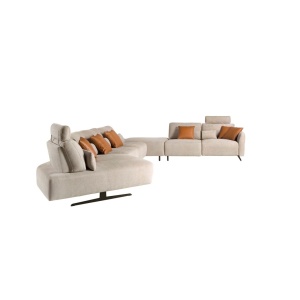 Coltar modular LUX design italian cu sezlong dreapta Velvet sand - Img 4
