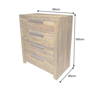 Comoda cu 4 sertare din lemn masiv PURE 100cm - Img 10