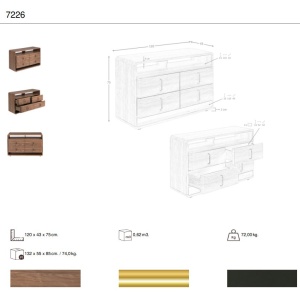 Comoda design LUX cu sertare Walnut Veneer - Img 11