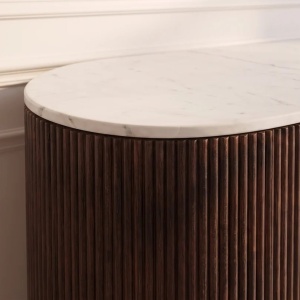 Comoda design retro Gatsby 120m, lemn maro cu marmura alba - Img 2