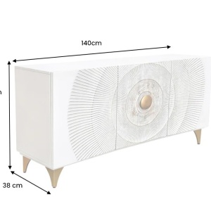 Comoda design vintage Golden Sunset 140cm alb - Img 10