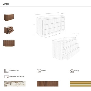 Comoda din furnir de nuc cu blat marmura portelanata Walnut - Img 8