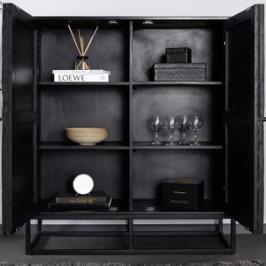 Comoda inalta design industrial vintage Barracuda 120cm, gri - Img 5