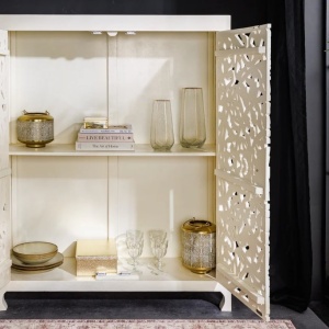 Comoda inalta design oriental MARRAKECH 140cm, alb - Img 9