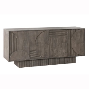 Comoda TV cu model optic 3D, Lemn mahon gri, ART DECO 170cm