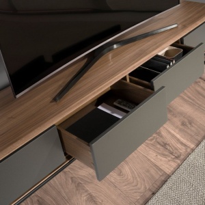Comoda TV deosebita design LUX Dark Grey-Walnut 200x45cm - Img 5
