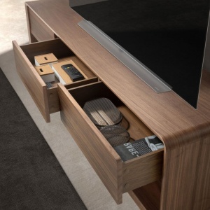 Comoda TV design LUX cu 3 sertare Walnut - Img 3