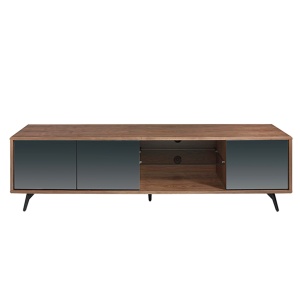 Comoda TV design LUX cu 3 usi negre efect de oglinda Walnut - Img 3