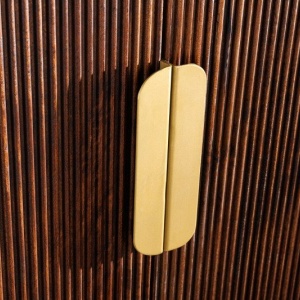 Comoda TV design retro Gatsby 180cm mango/ marmura alba - Img 3