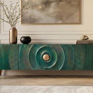 Comoda TV design vintage Golden Sunset 180cm turcoaz - Img 5