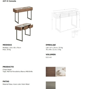 Consola 2 sertare deosebita design LUX Walnut-Marble - Img 9