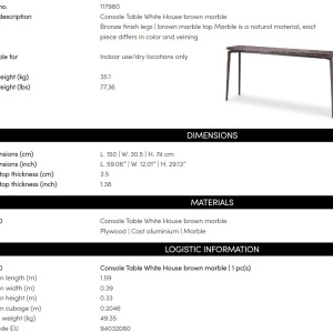 Consola cu blat din marmura design LUX White House - Img 6