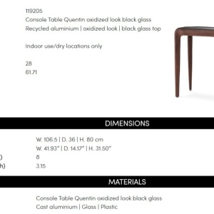 Consola LUX, Aluminiu Reciclat, Sticla Neagra, Quentin - Img 2