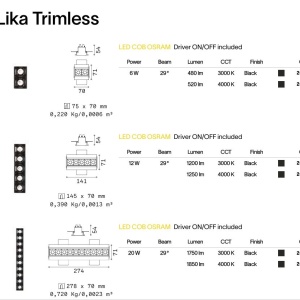 Corp incastrabil cu 2 spoturi LED Lika fi trimless 06w 3000k 147070 universul-luminii.ro