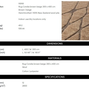 Covor design LUX din lana din Noua Zeelanda, Coralie Maro 400x300cm - Img 2