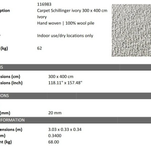 Covor design LUX tesut manual Schillinger 300x400cm - Img 2