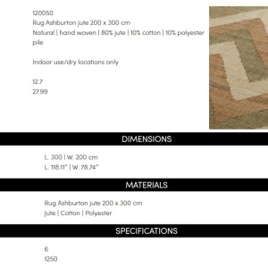 Covor LUX realizat manual din iuta Ashburton 200x300cm - Img 5