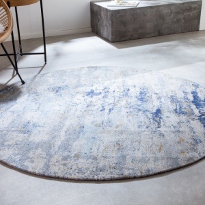 Covor rotund din bumbac Modern Art 150cm, albastru bej - Img 6