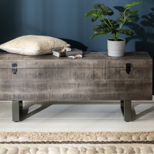 Cufar din lemn Factory Loft 115cm, mango gri A-39664 VC - Img 5