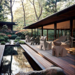 Decoratiune/ Statueta exterior sau interior ORIGAMI HYOU, lucios - Img 6
