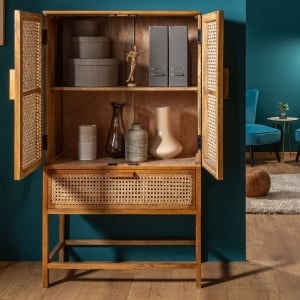 Dulap design oriental din lemn si bambus, Bamboo Lounge 140cm A-39821 VC - Img 4