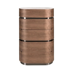 Dulapior 5 sertare furnir de nuc cu blat marmura portelanata Walnut - Img 2