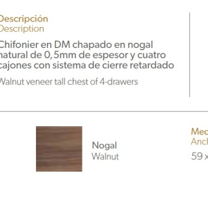 Dulapior elegant cu 4 sertare, design modern Walnut AC-CP1702-A - Img 2