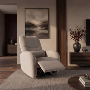 Fotoliu cinema PRIORITY greige, pivotant, functia electrica relax, port USB