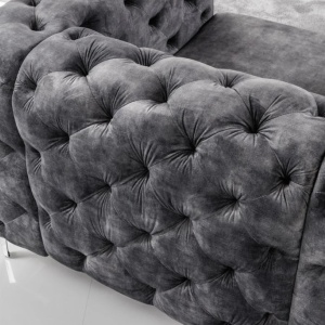 Fotoliu design Chesterfield, Catifea, Gri inchis, MODERN BAROCK - Img 3