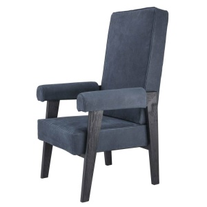 Fotoliu design clasic din piele naturala Milo, albastru 114504 HZ - Img 3