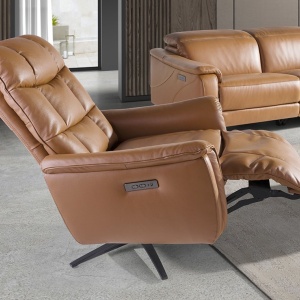 Fotoliu design LUX cu functia relax Cowhide brown leather - Img 7