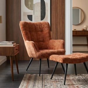 Fotoliu design nordic SCANDINAVIA maro rustic - Img 8