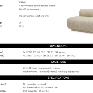 Fotoliu elegant design LUX Urbano, Boucle sonata cream - Img 8