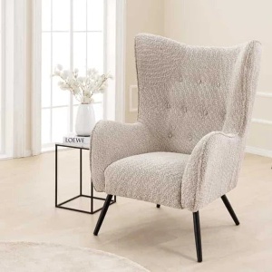 Fotoliu elegant design retro AMSTERDAM boucle greige - Img 3