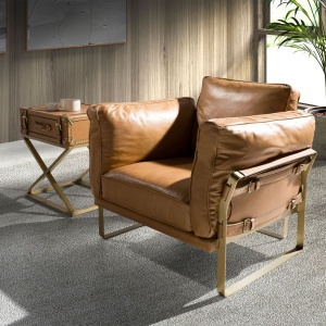 Fotoliu LUX design italian Cowhide camel - Img 5