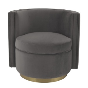 Fotoliu pivotant design elegant Amanda, catifea gri 115148 HZ - Img 2